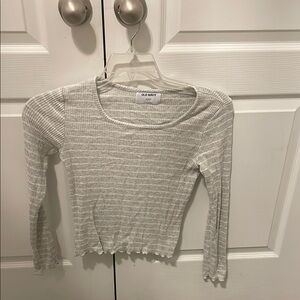 Old Navy Gray Ribbed Long Sleeve Top